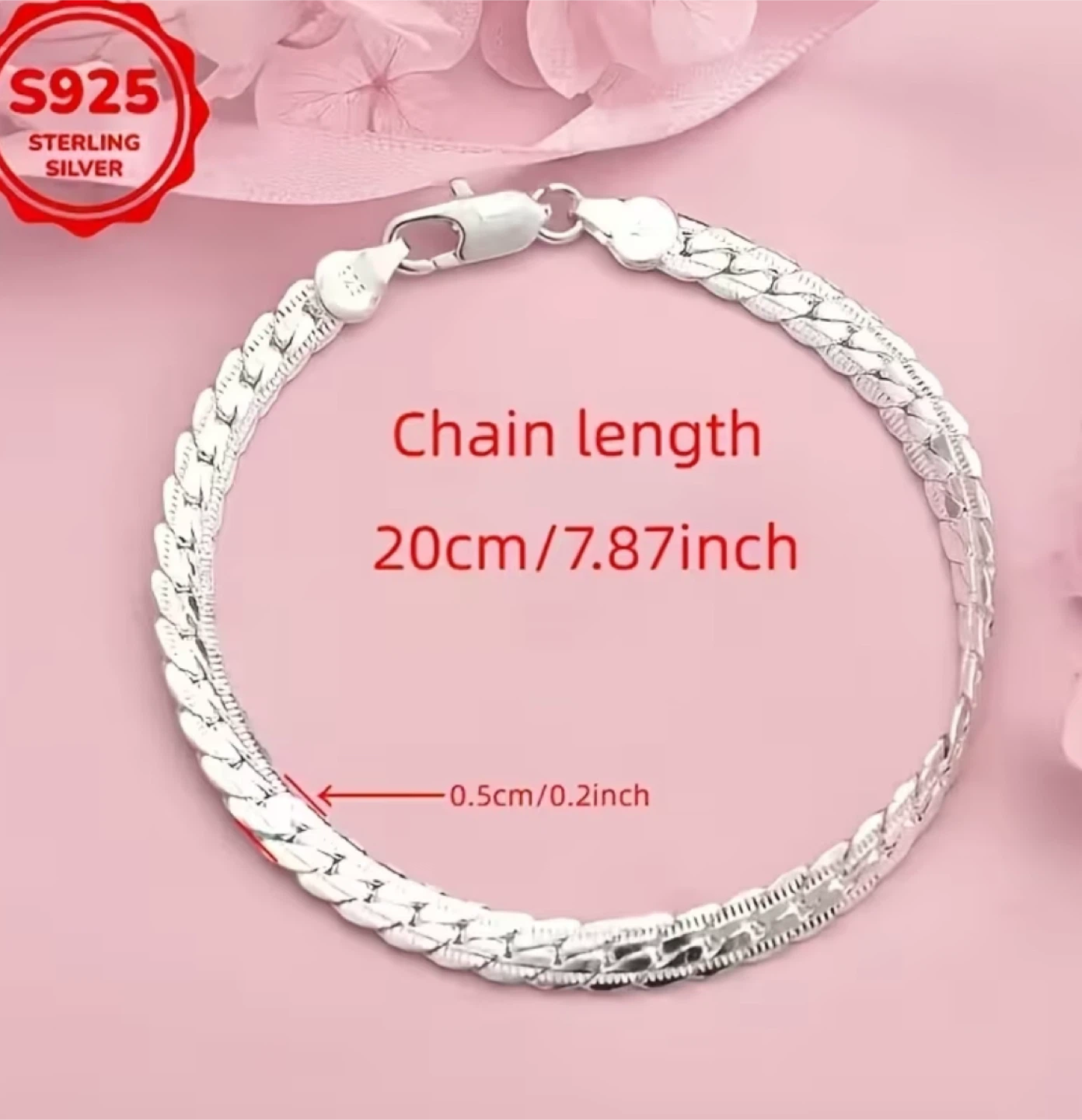 $35 Sterling Silver Chain Bracelet 20cm