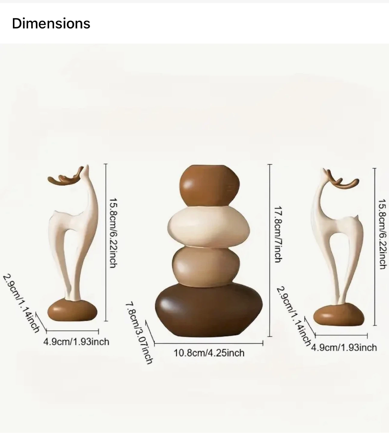 Style: 3pc Vase Set with Deer Figurines - photo 2