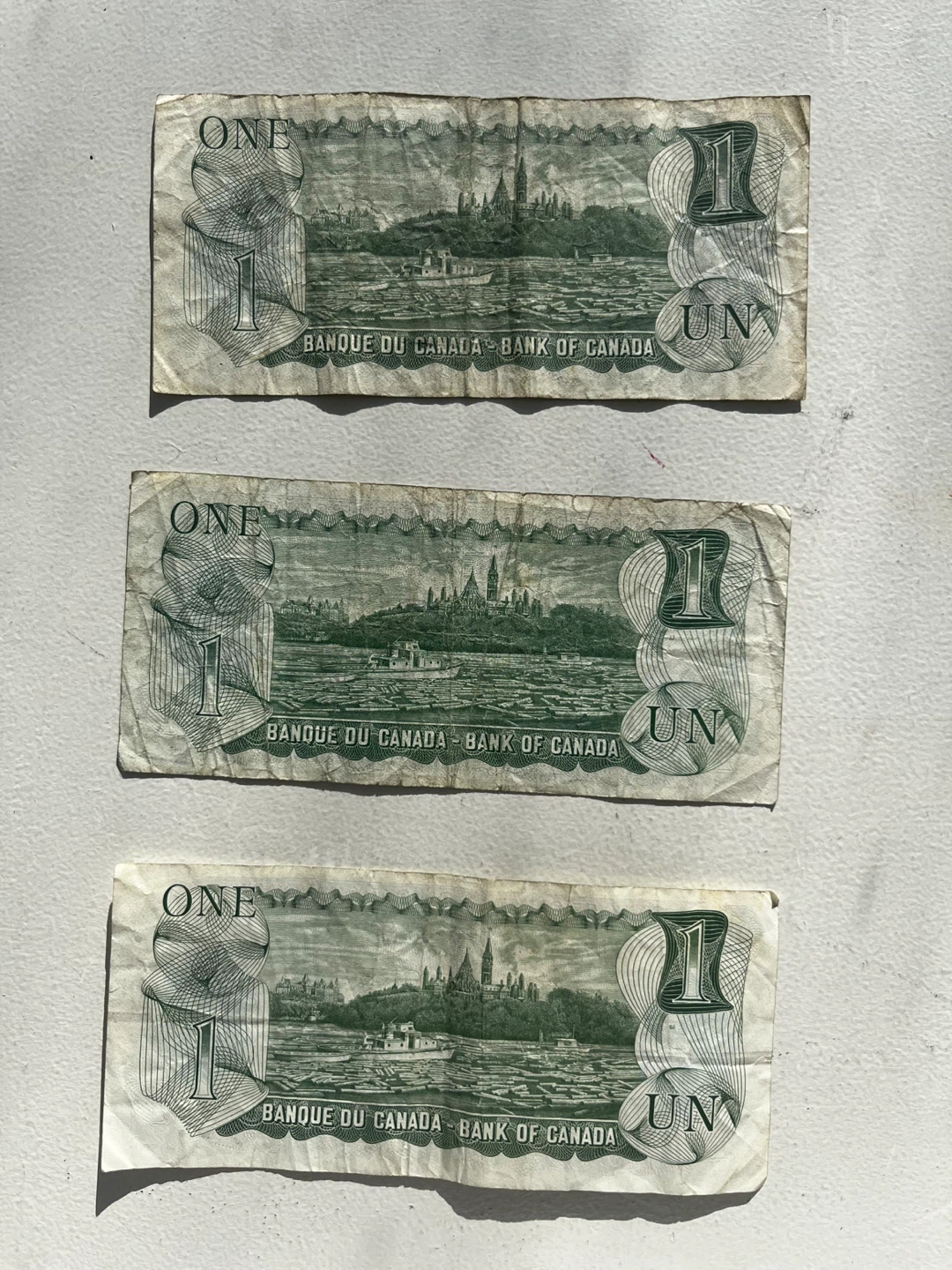 Vintage 3 x 1973 Canadian One Dollar Banknotes OLD - photo 2
