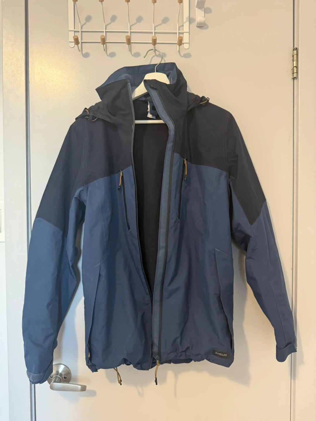 Decathlon Men's Waterproof Hooded Jacket - Navy/Black - Size S - photo 2