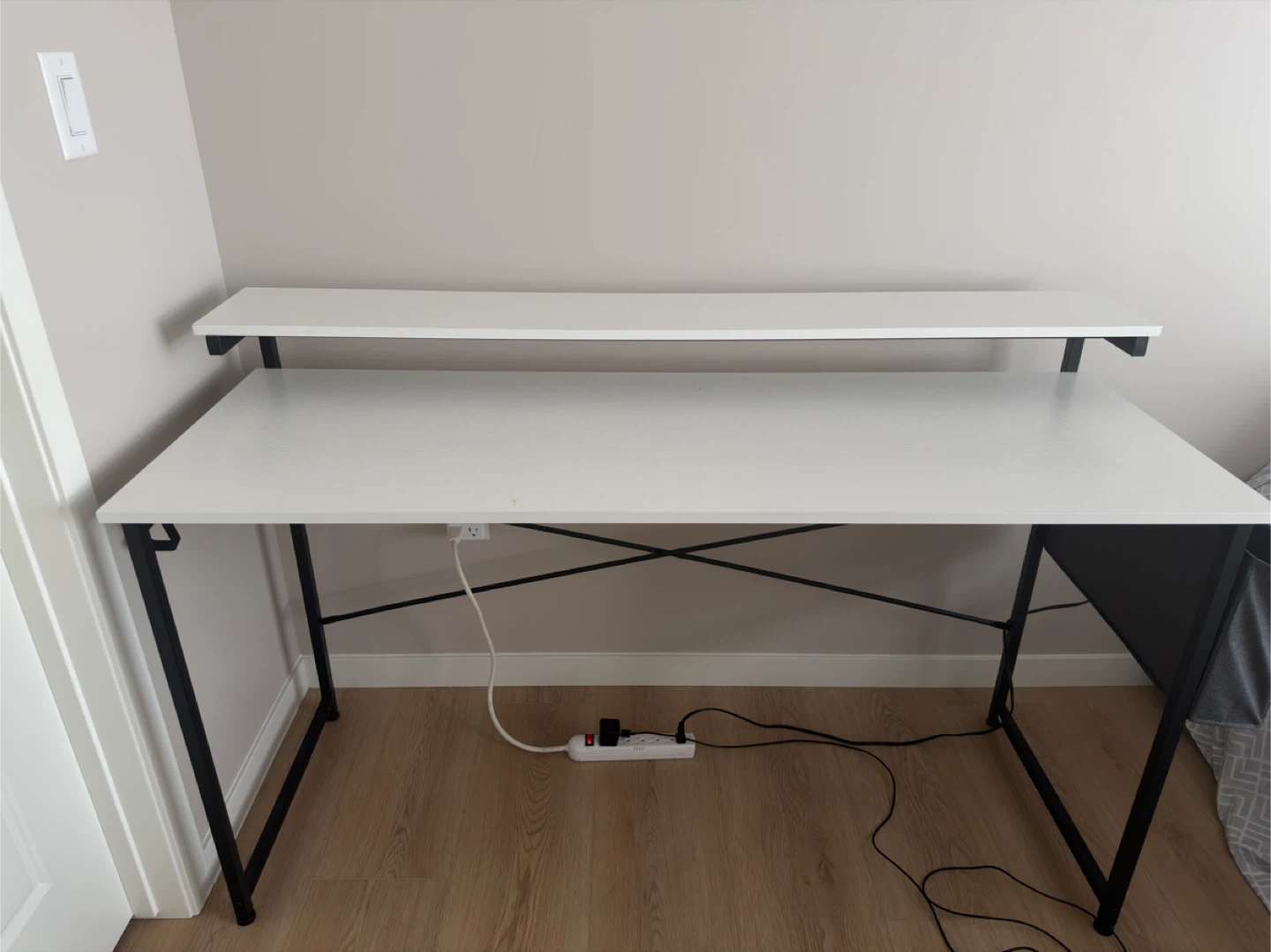 Mesh Back Office Chair and White Desk with Shelf - photo 3