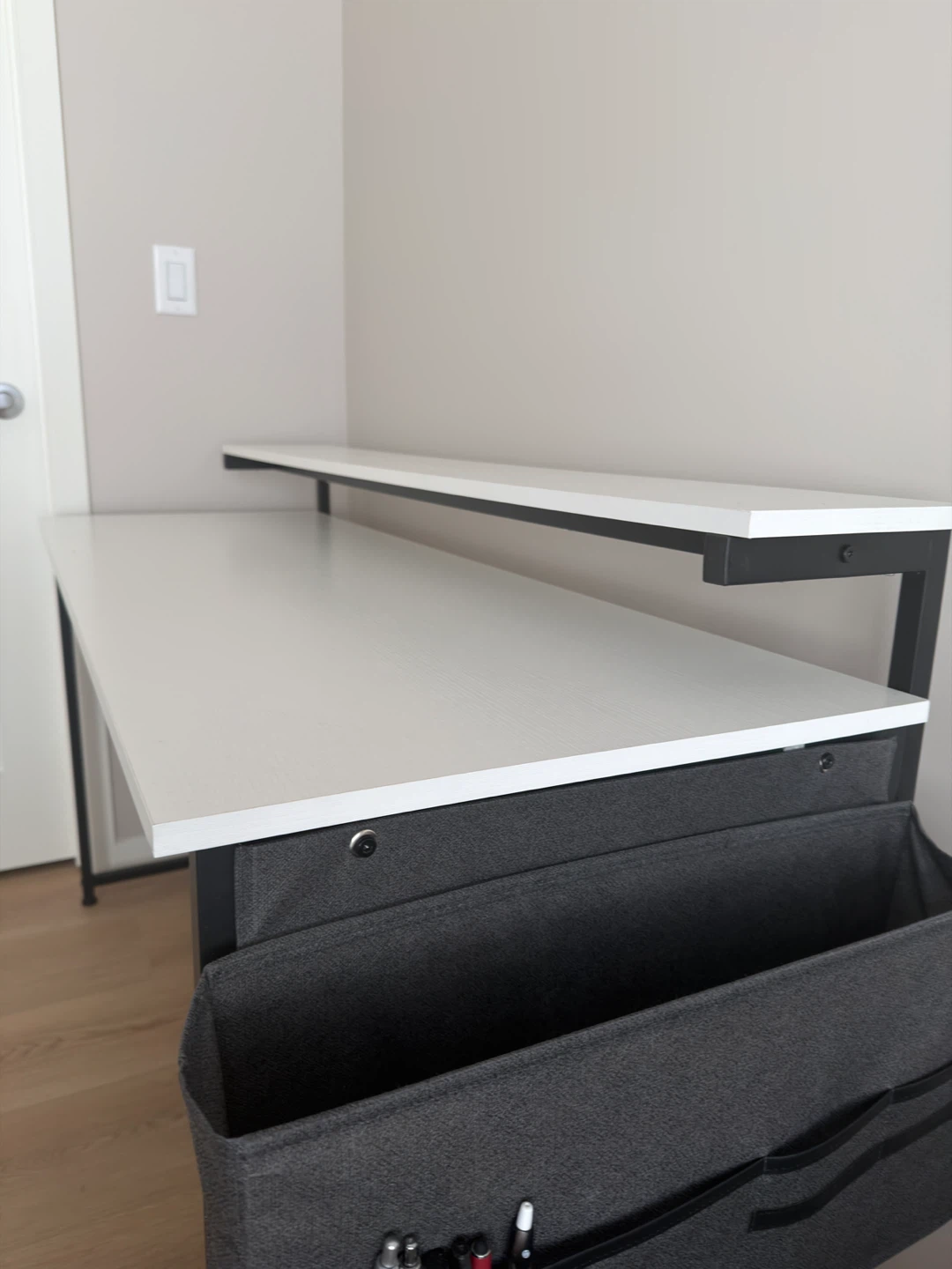 Mesh Back Office Chair and White Desk with Shelf - photo 4