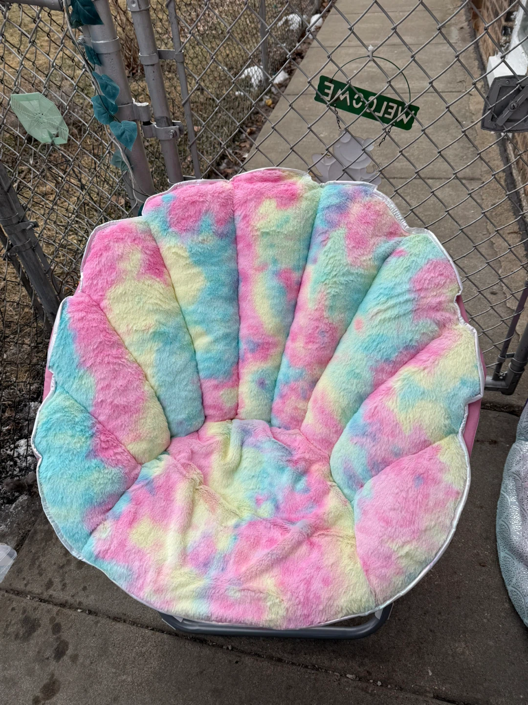 Heritage Kids Sorbet Dreams Rainbow Fur Teen Saucer Chair