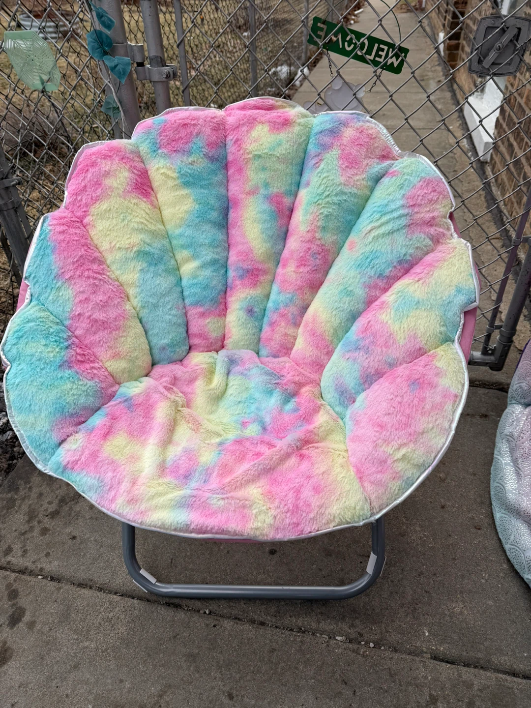 Heritage Kids Sorbet Dreams Rainbow Fur Teen Saucer Chair - photo 2