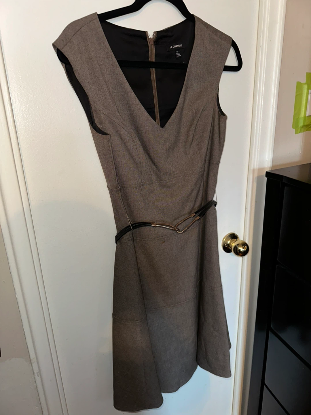 LE CHATEAU Grey Dress with Belt - Size S/P