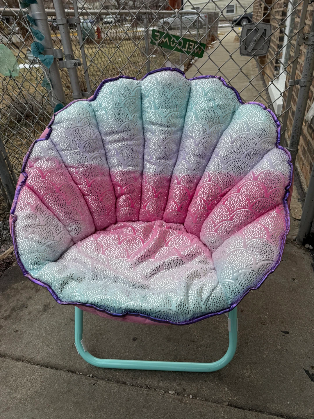 Heritage Kids Sorbet Dreams Rainbow Fur Teen Saucer Chair - photo 5