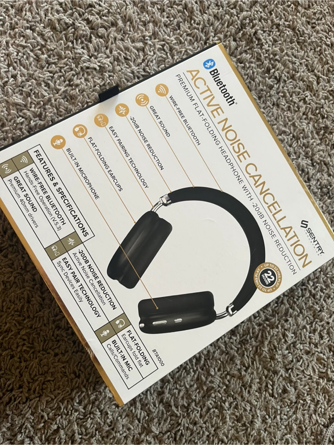 Sentry Active Noise Cancellation Bluetooth Headphones - photo 2