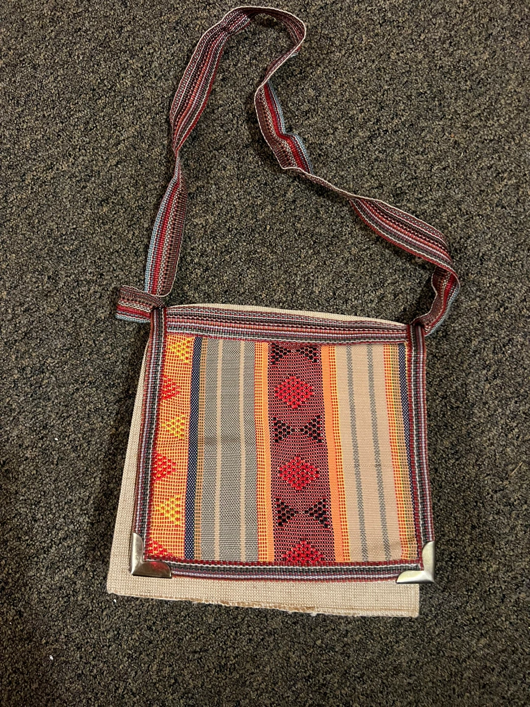 Woven Crossbody Bag with Striped Pattern