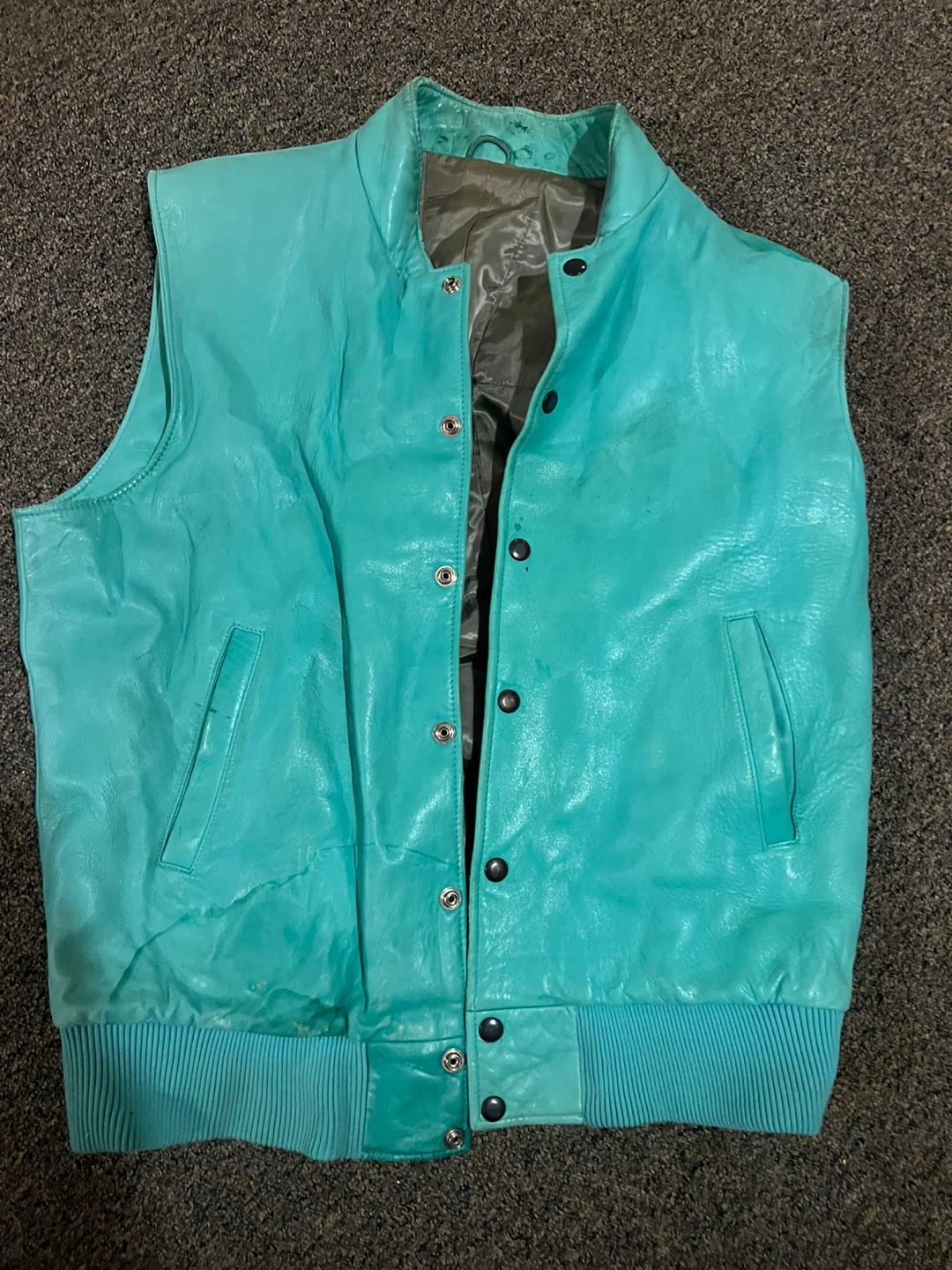 Roots Teal Leather Vest