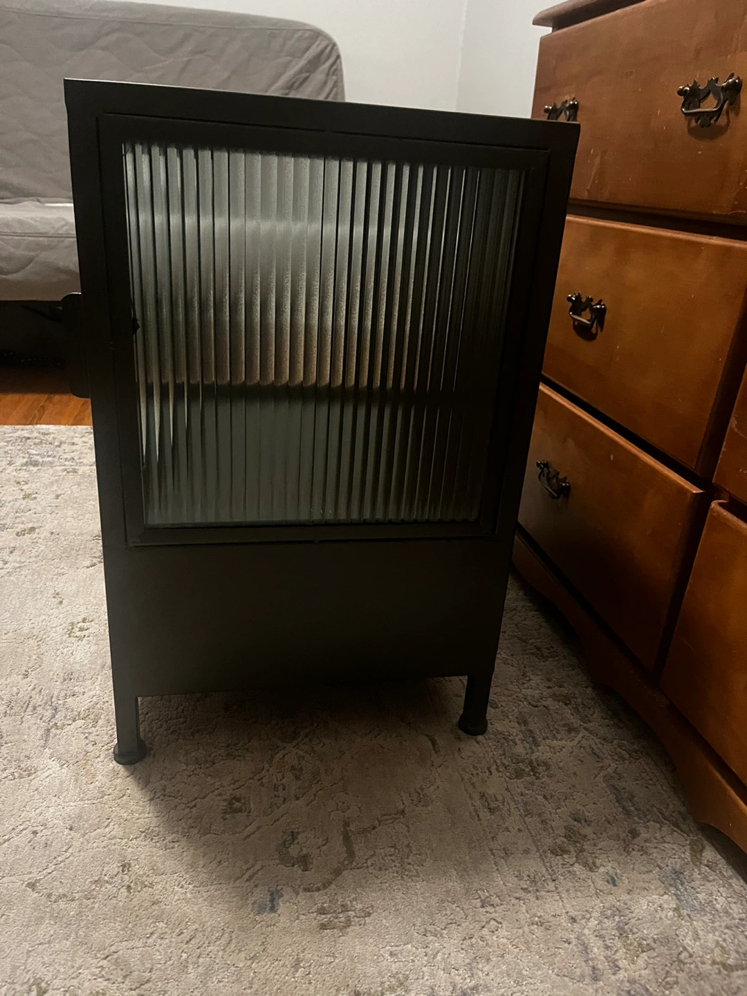 Black Cabinet with Fluted Glass Door and Drawer - photo 3