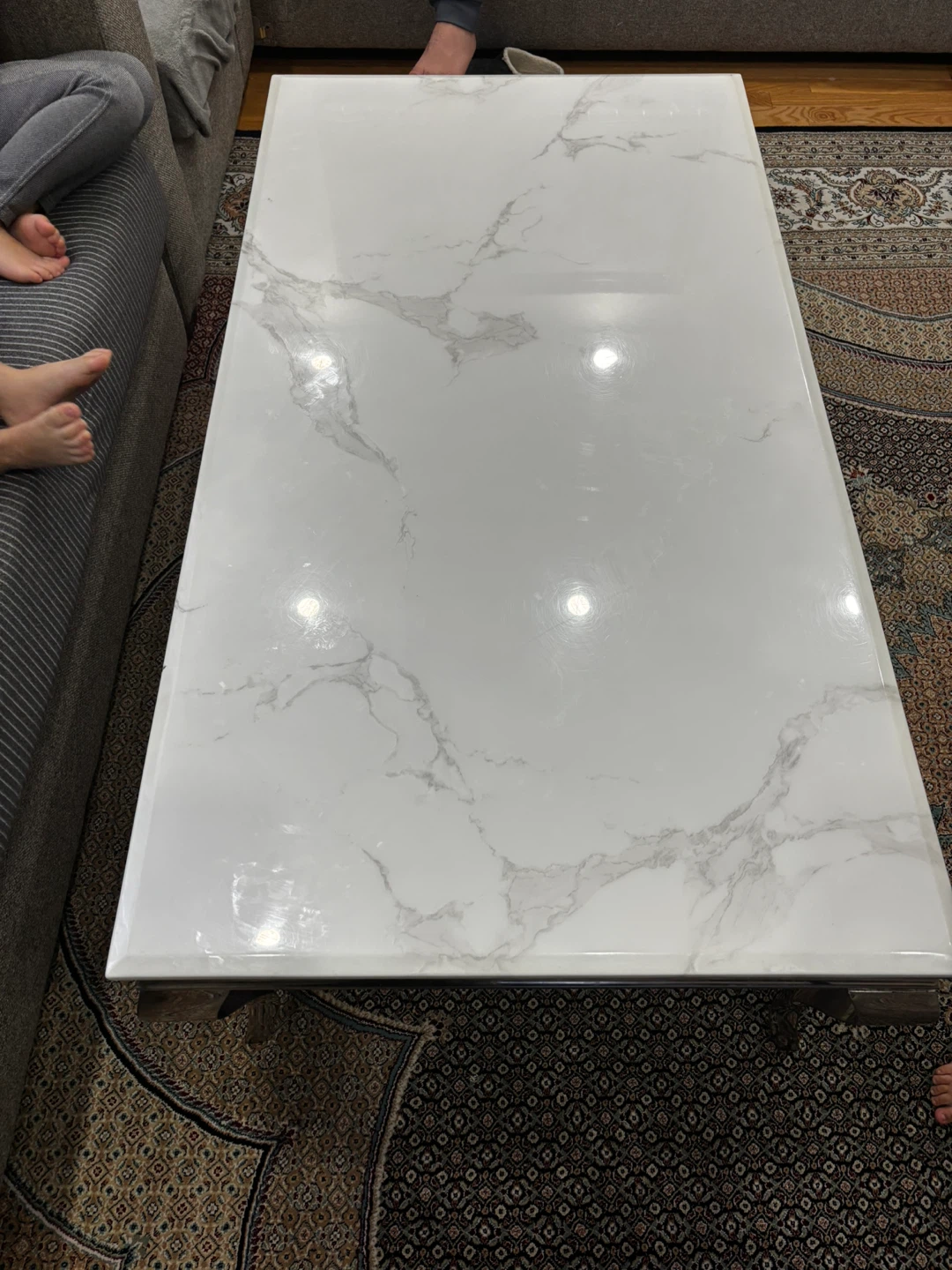 Rectangular Coffee Table with real Marble Finish
