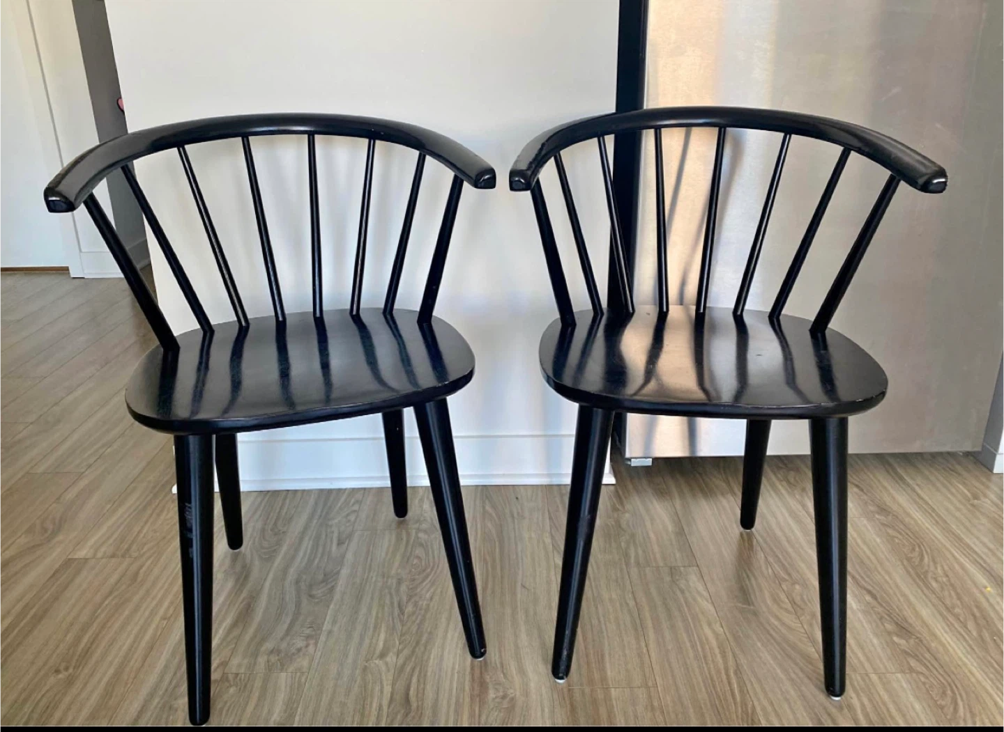 Black Windsor Style Arm Chairs (Set of 2)