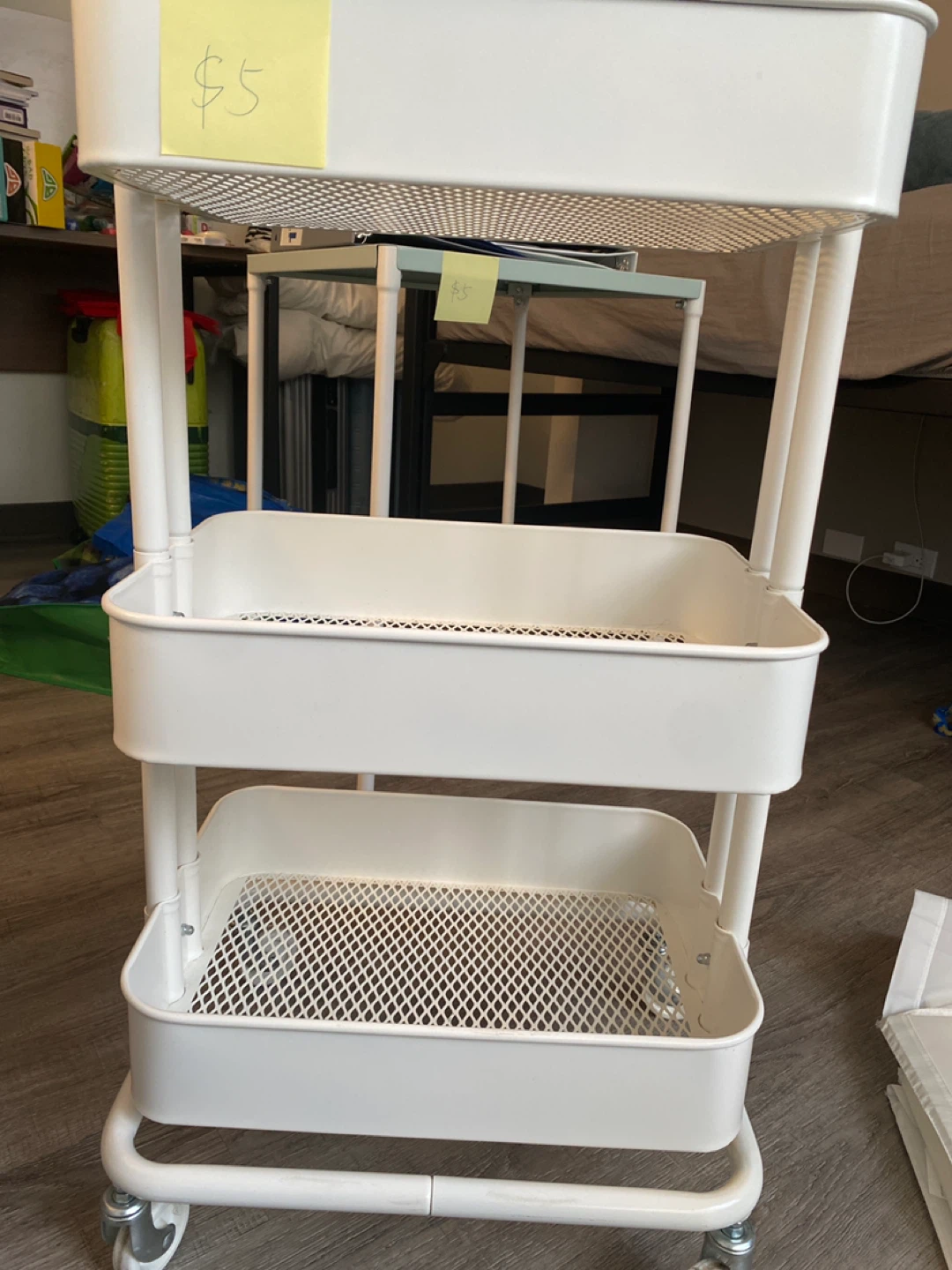 White 3-Tier Rolling Storage Cart