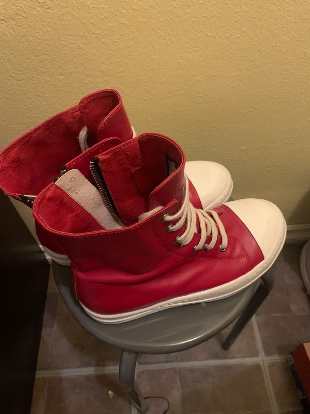 Rick Owens High Top Sneakers - Red/White - photo 2