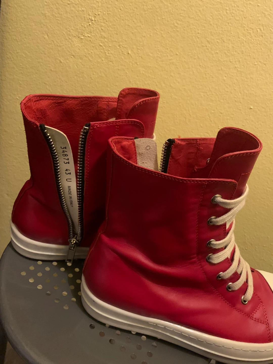 Rick Owens High Top Sneakers - Red/White