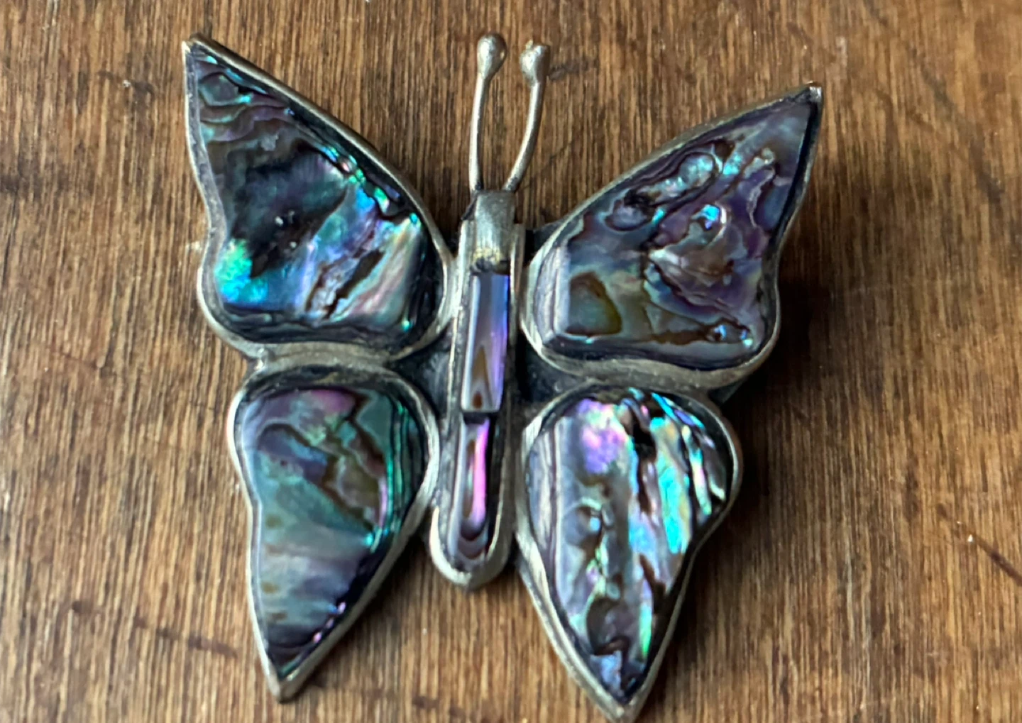 $10 Vintage Abalone Butterfly Brooch Pin jewllery silver