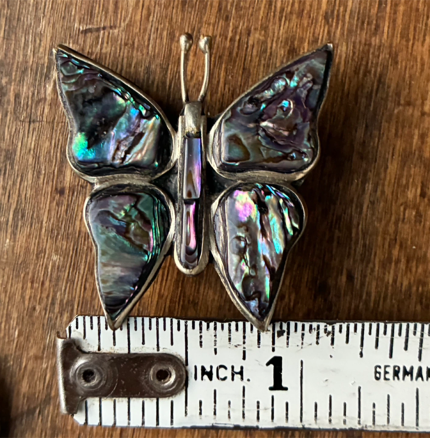 $10 Vintage Abalone Butterfly Brooch Pin jewllery silver - photo 5