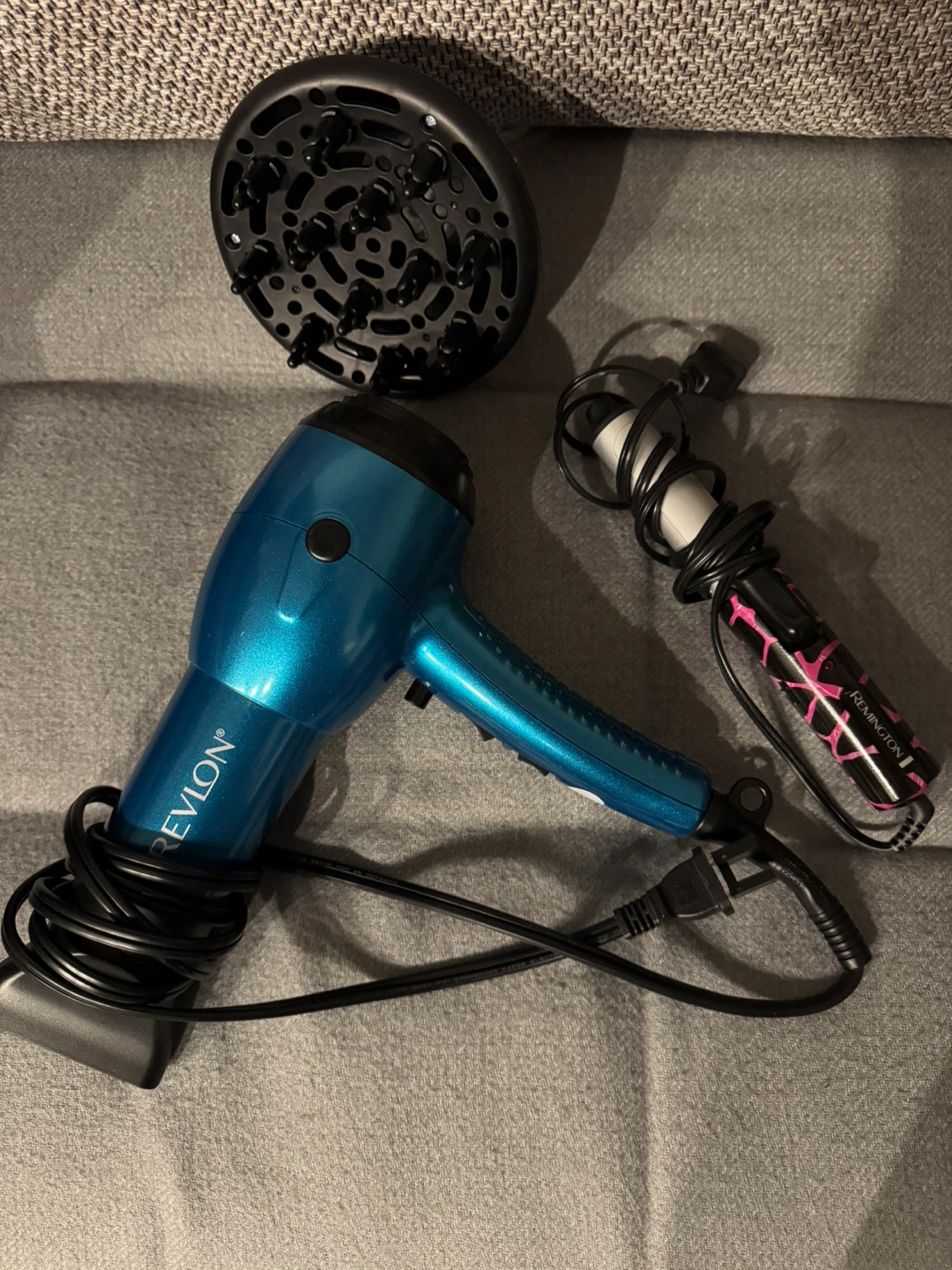 Revlon Blue Hair Dryer and Remington Curling Wand Set