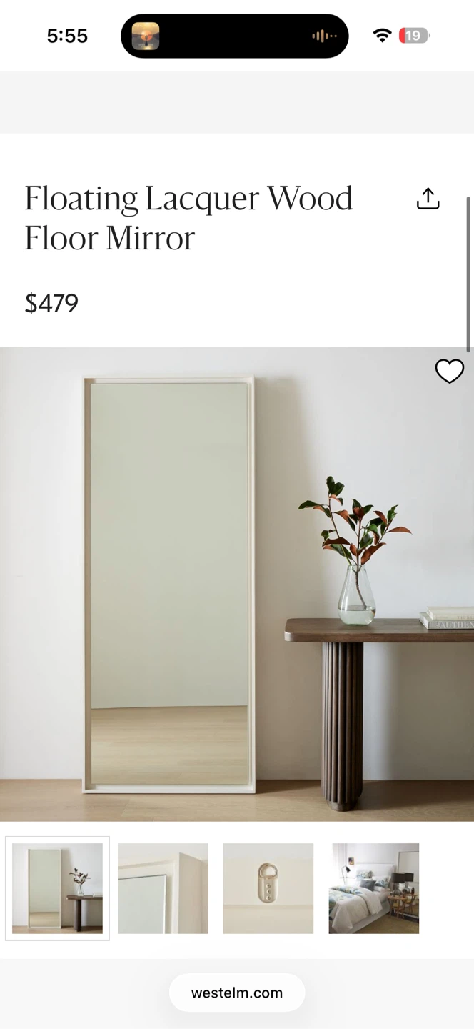 Floating Lacquer Wood Floor Mirror