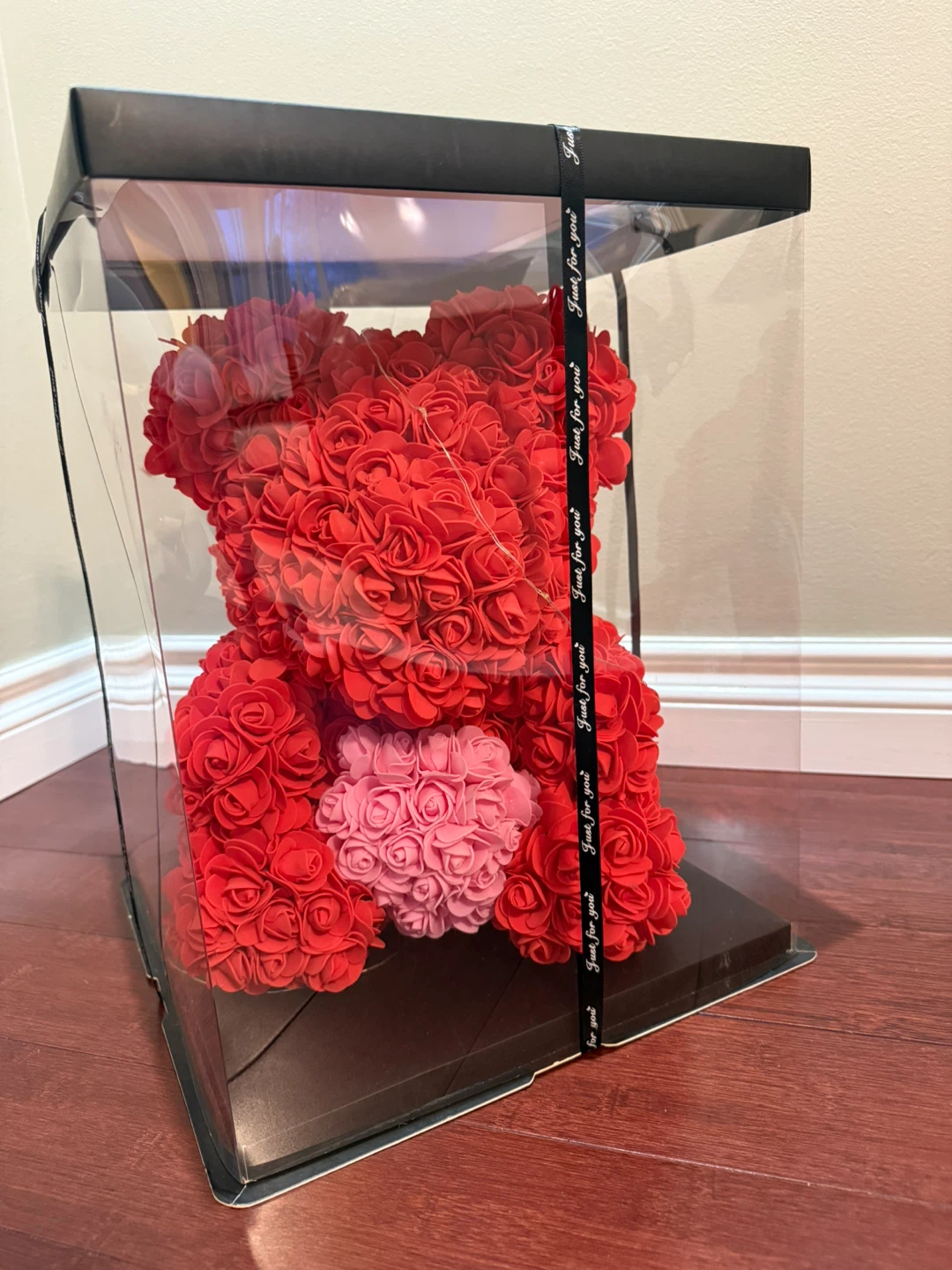 Red Rose Bear with Lights 16x12 inches