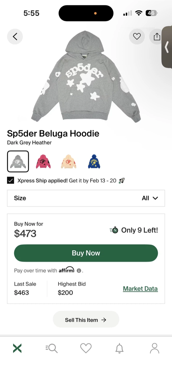 Sp5der Beluga Hoodie - Dark Grey Heather - photo 2