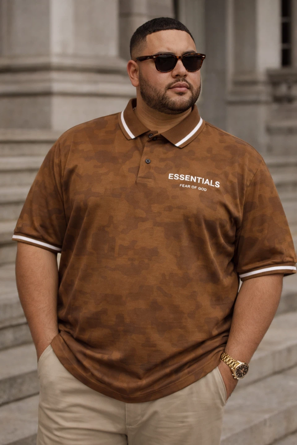 Fear of God Essentials Camo Polo Shirt - photo 2