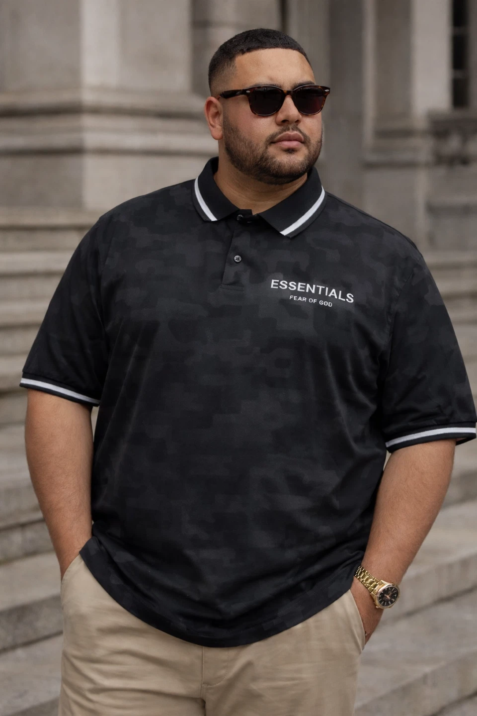 Fear of God Essentials Camo Polo Shirt - photo 4