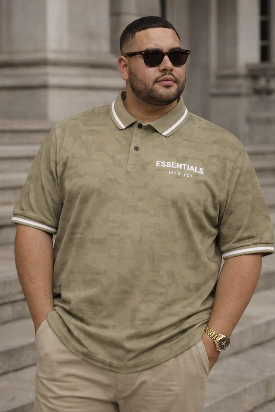 Fear of God Essentials Camo Polo Shirt - photo 5