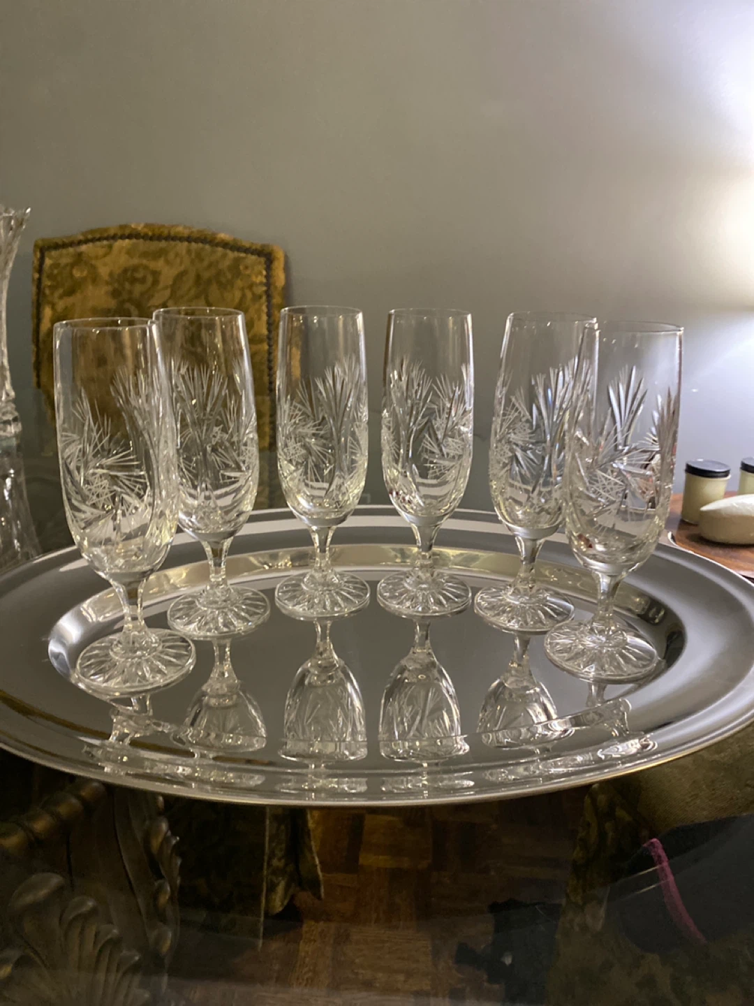 Crystal wine or champagne glasses
