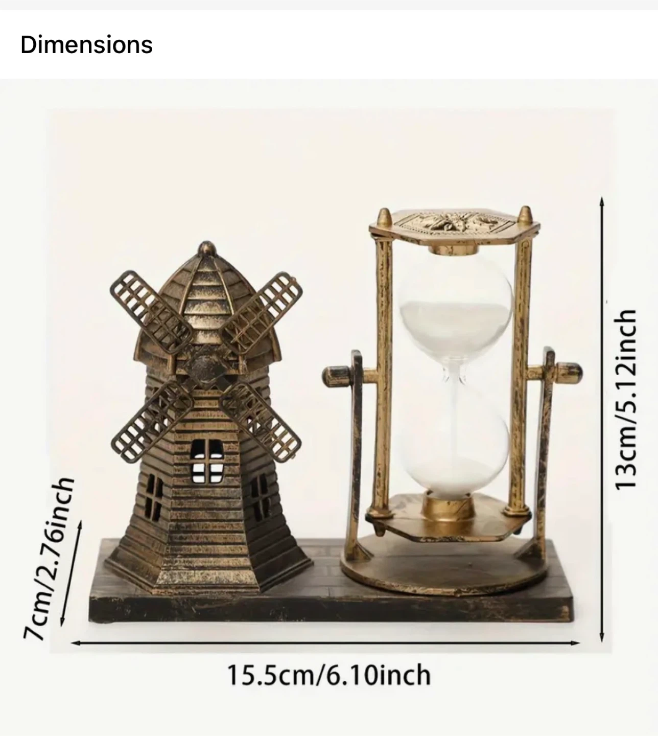 Bronze Windmill and Hourglass Desk Decor - photo 2