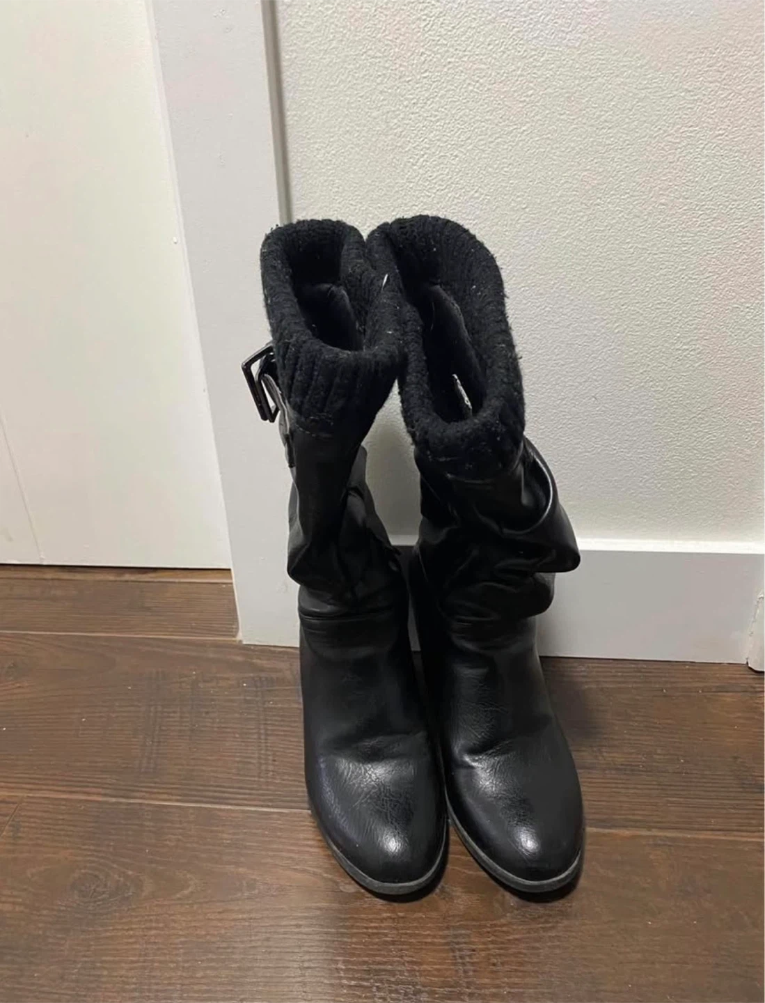 Call It Spring Black Wedge Boots Size 6.5 - photo 2
