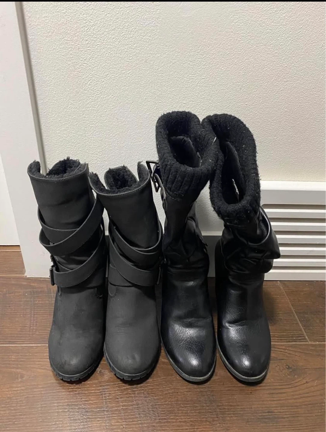Call It Spring Black Wedge Boots Size 6.5