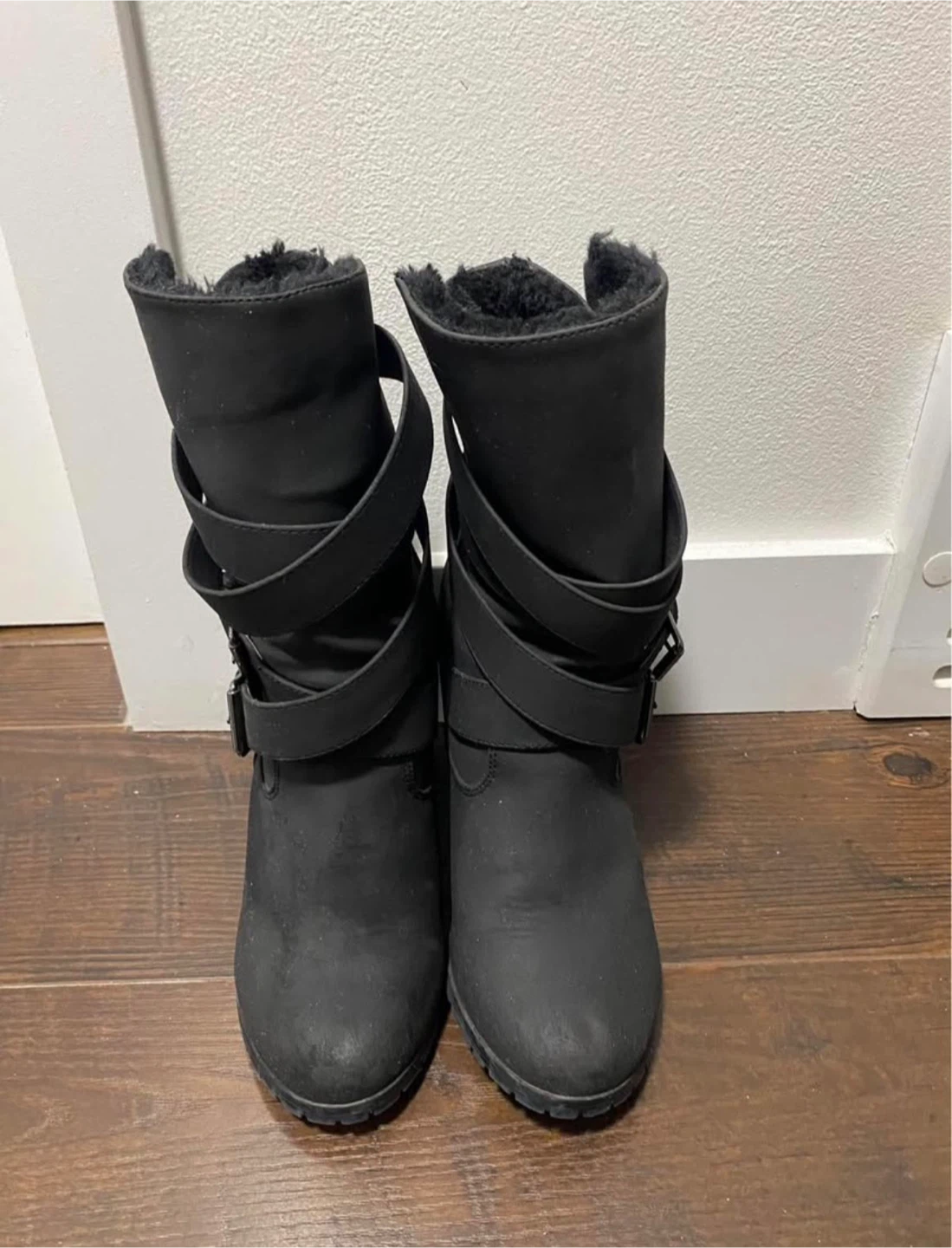 Call It Spring Black Wedge Boots Size 6.5 - photo 4