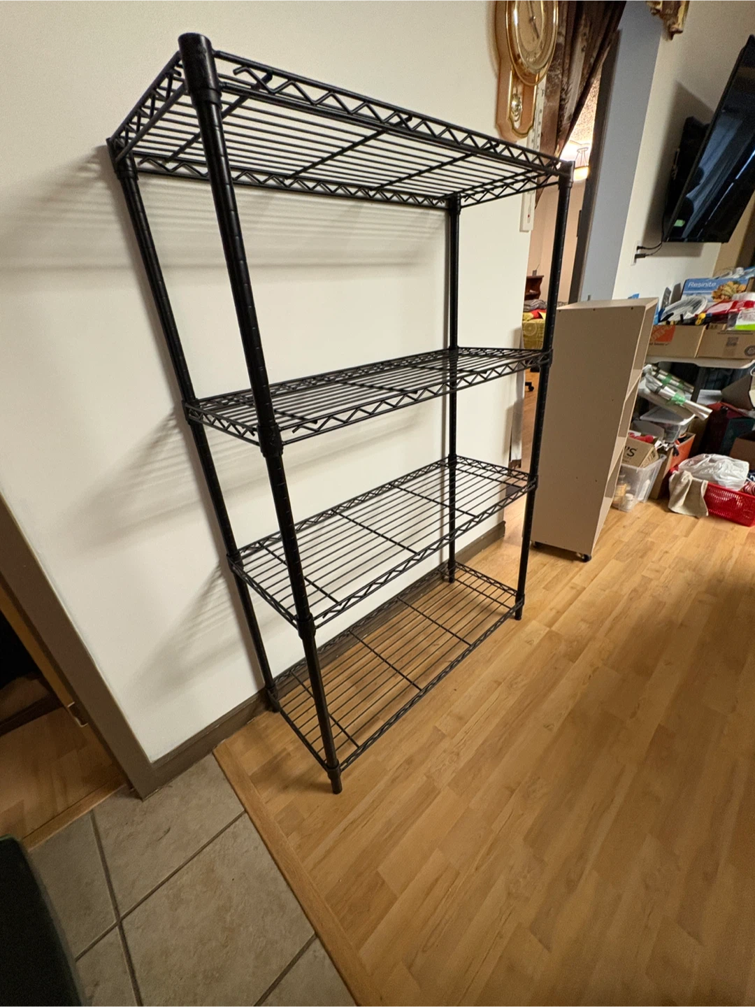 Black 4-Tier Wire Shelving Unit