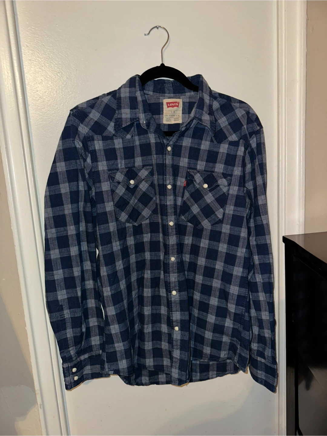 Levi's Blue Plaid Shirt -  Size L