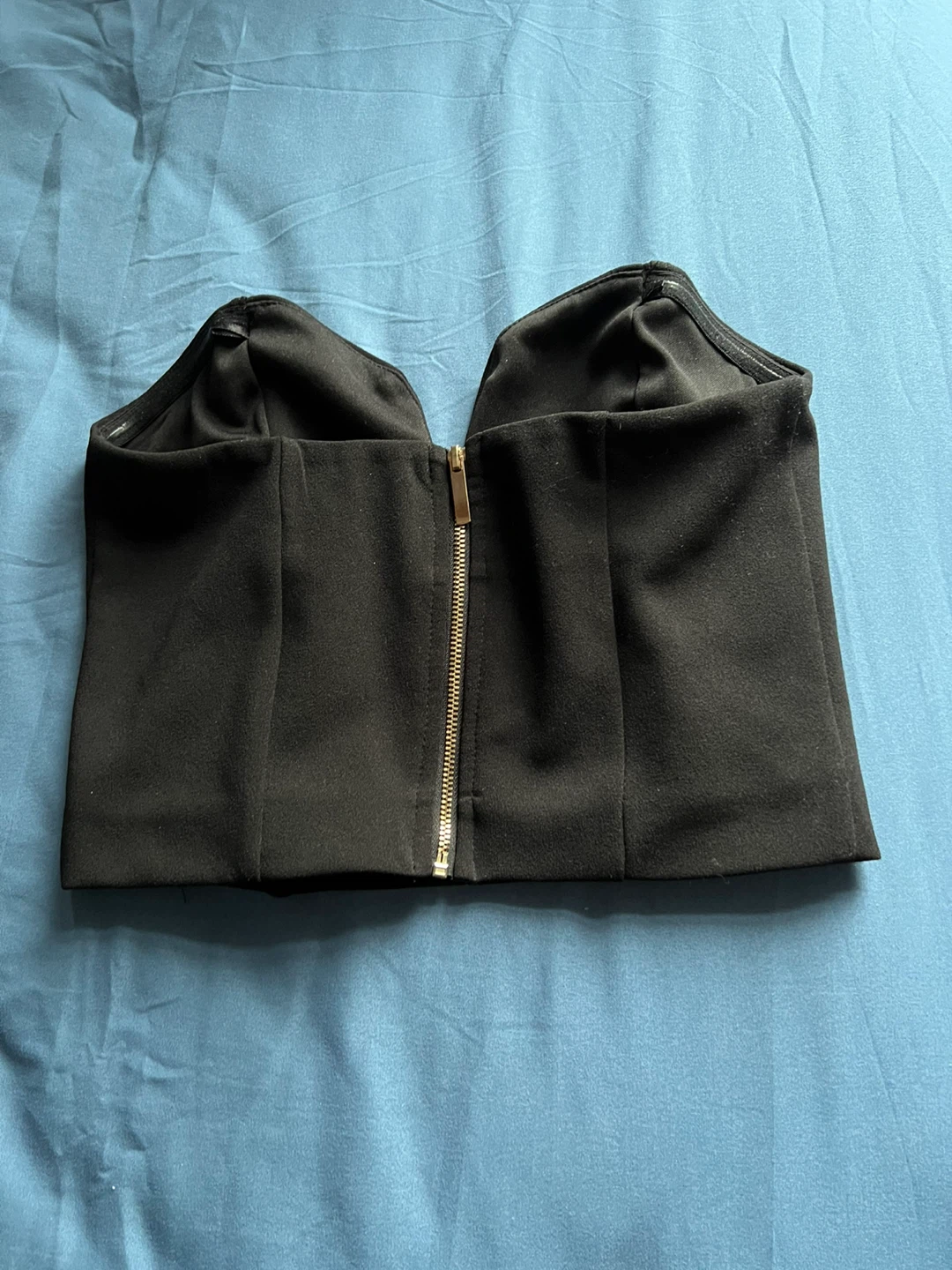 Black Strapless Cropped Corset Top - photo 2