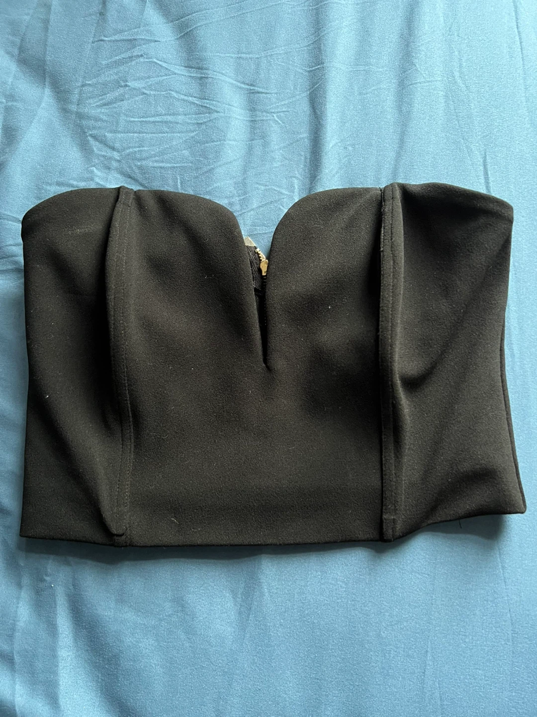 Black Strapless Cropped Corset Top