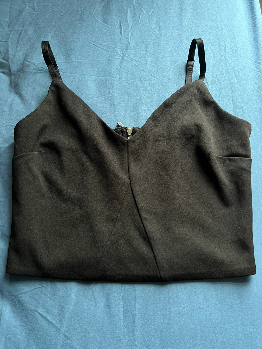 Black Cropped Cami Top with Zipper
