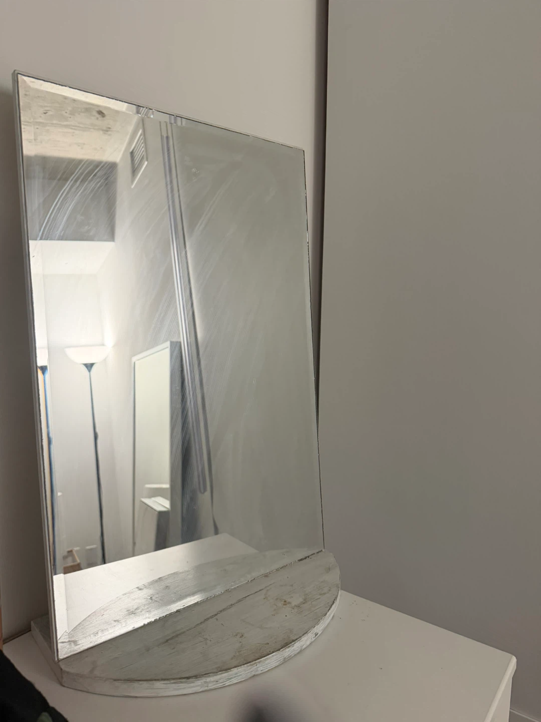Tabletop Mirror with Wooden Stand