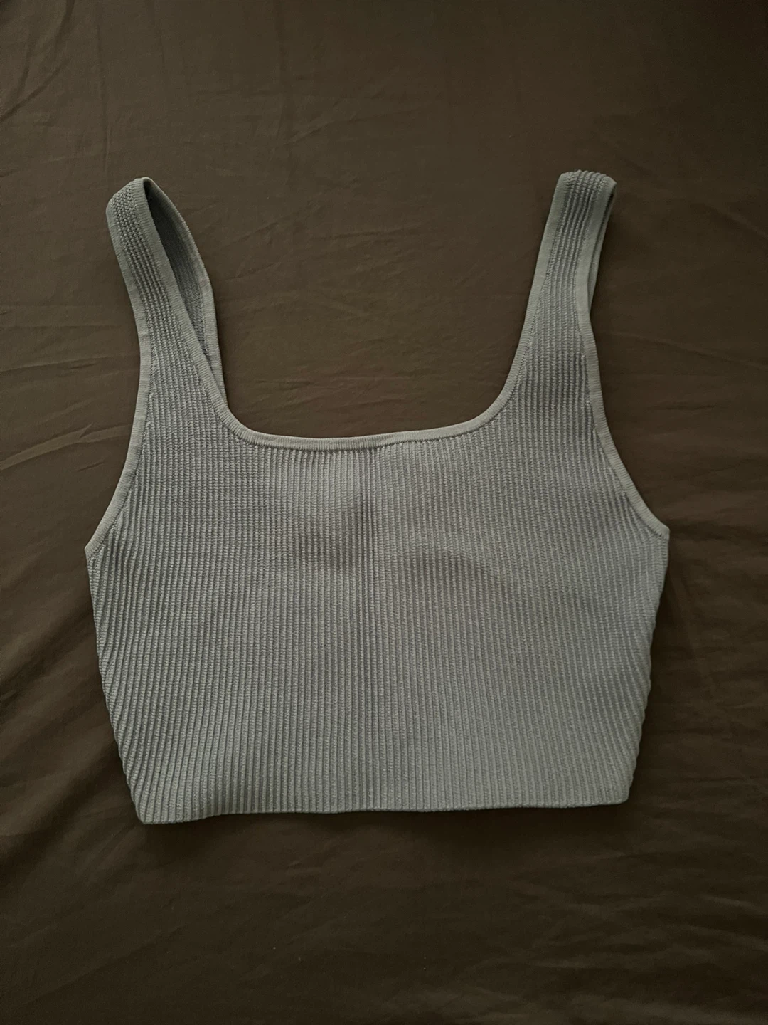 Ribbed Cropped Square Neck Tank Top