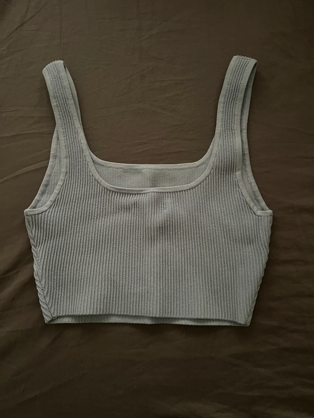Ribbed Cropped Square Neck Tank Top - photo 2