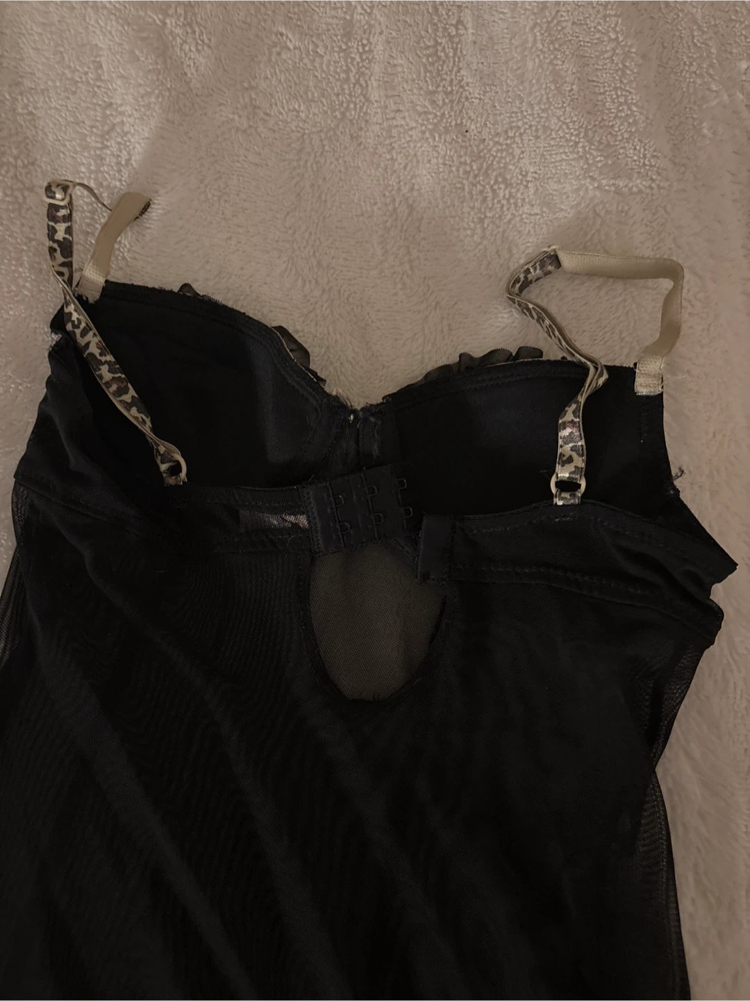 Black Babydoll Lingerie Leopard Print Trim - photo 2