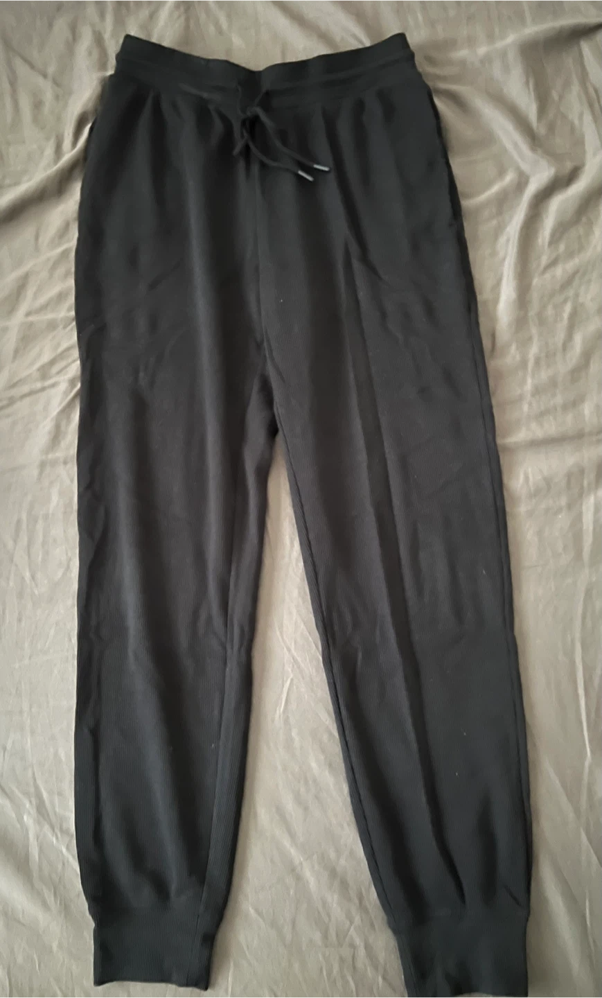 Black Ribbed Joggers