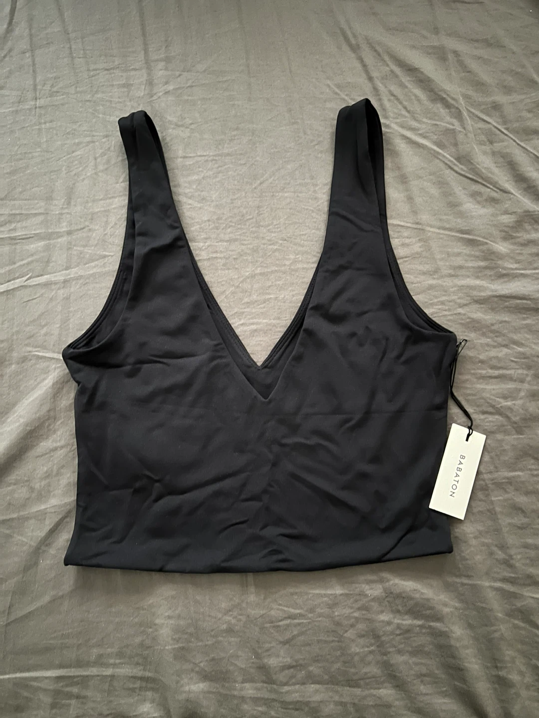 Babaton Black V-Neck Cropped Tank Top