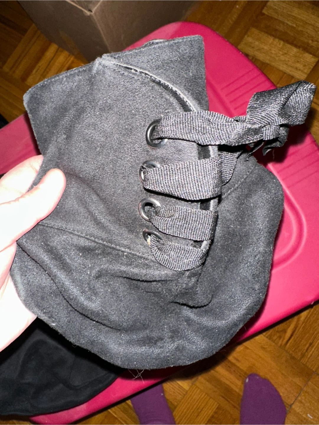 Black Suede Lace-Up Boots - photo 2