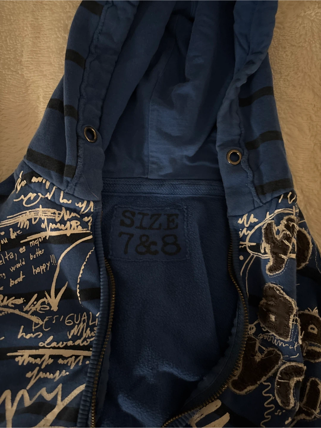 Kids Blue Striped Hoodie Size 7 & 8 - photo 2