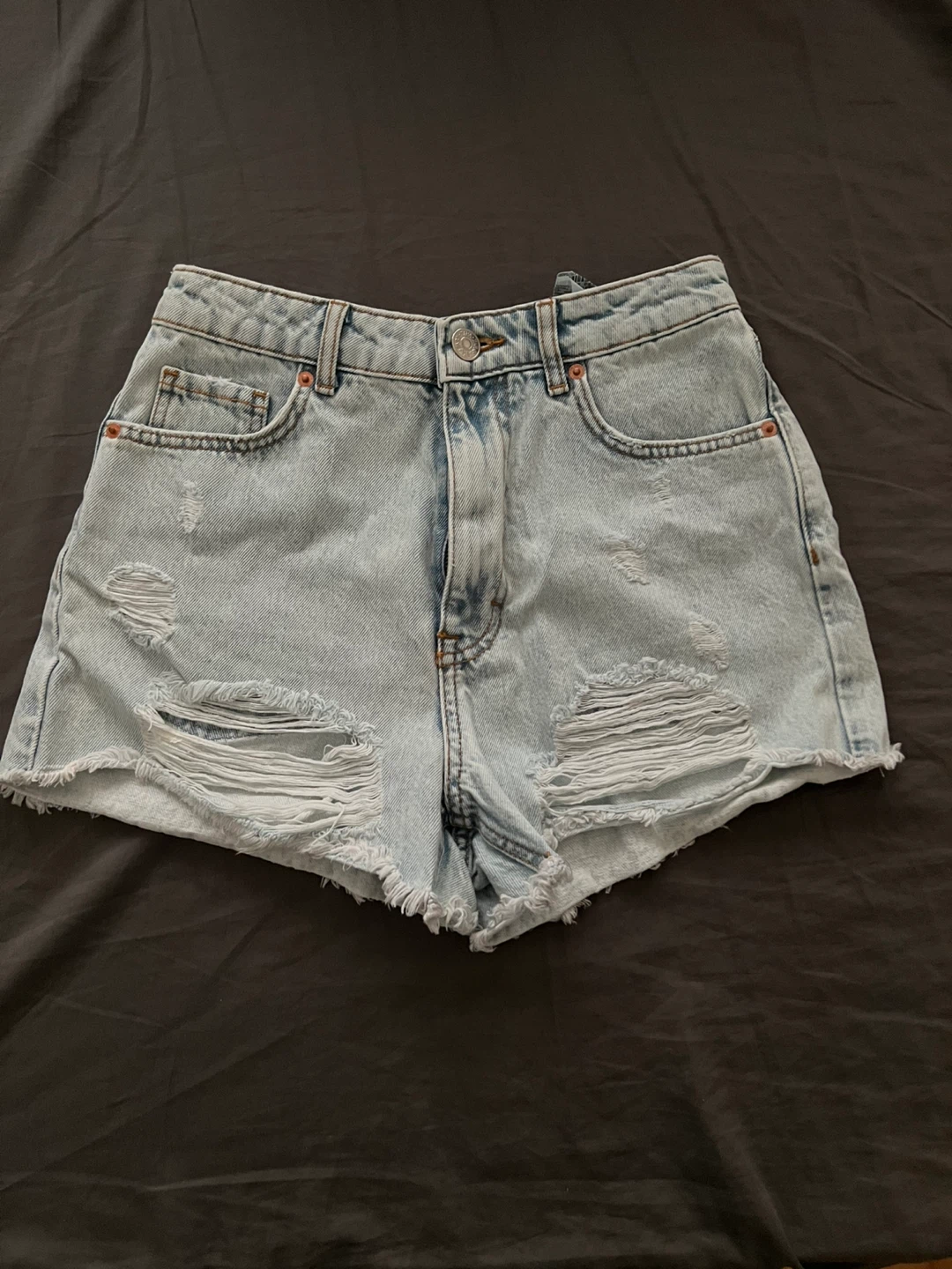 ZARA Denim High-Waisted Ripped Shorts