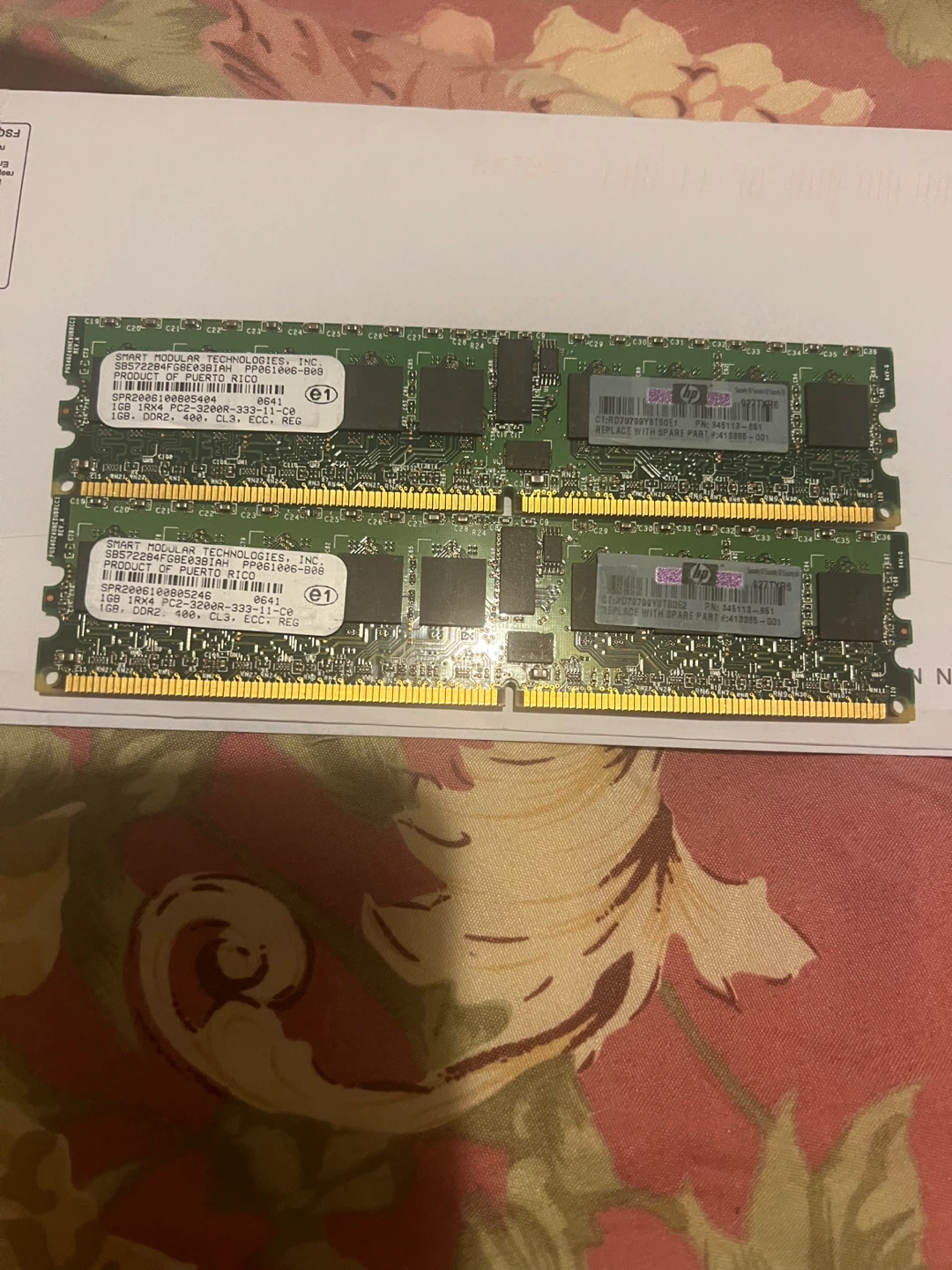 2 x 1GB DDR2 ECC REG RAM Modules