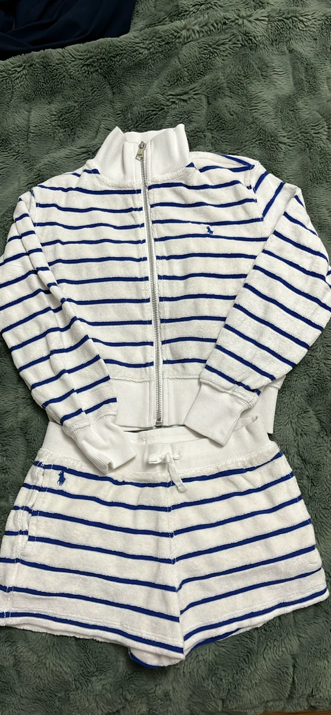 Polo Ralph Lauren Striped Velour Tracksuit Set Size M (8-10)