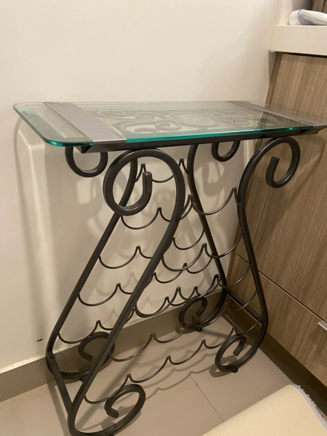Glass Top Wine Rack Table - photo 5